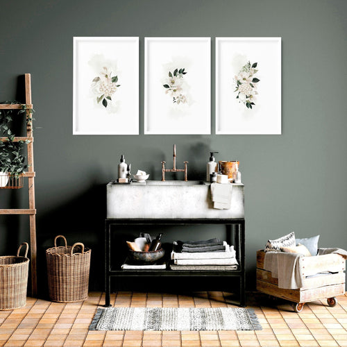 Bathroom Pictures for Wall – Shabby Chic Set of 3