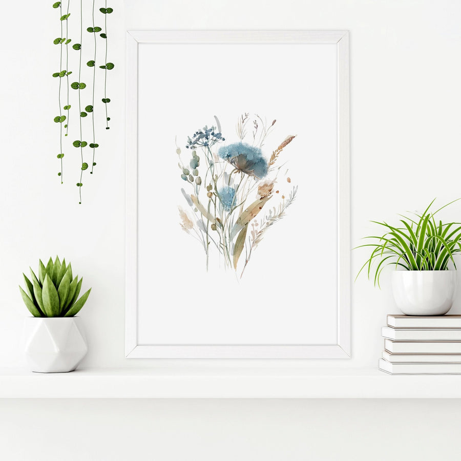 Bathroom Wall Art Blue | Set of 3 Botanical Wall art Prints