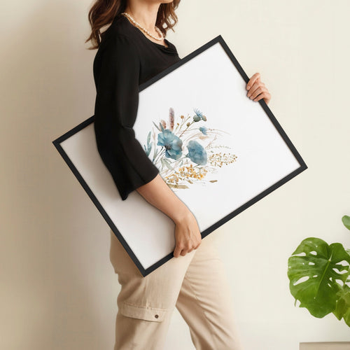 Bathroom Wall Art Blue | Set of 3 Botanical Wall art Prints