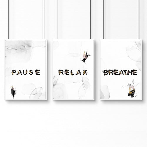 Wall art in bathroom | set of 3 Relaxing art prints