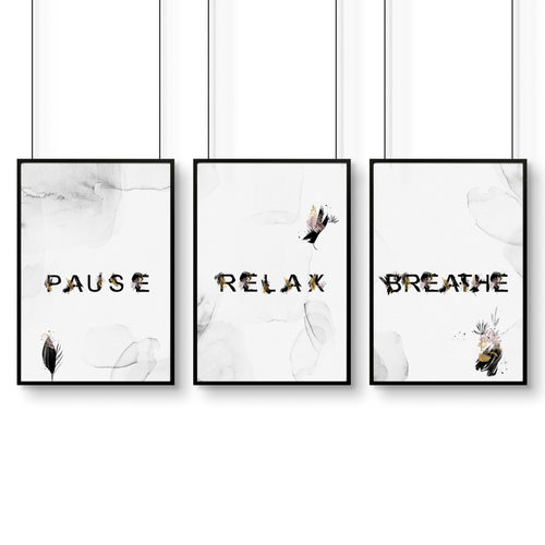 Wall art in bathroom | set of 3 Relaxing art prints