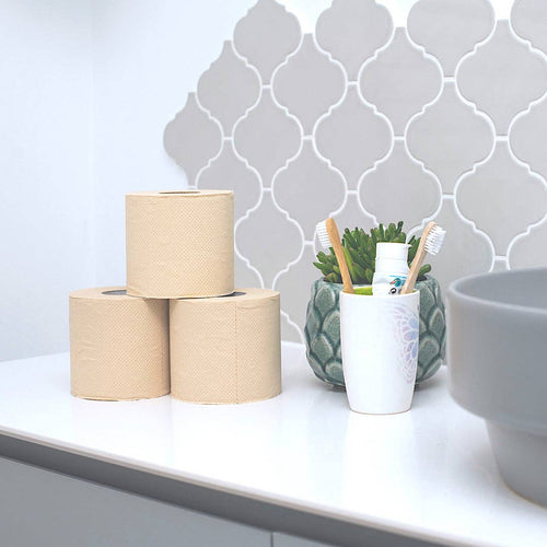 Bazoo Bamboo Toilet Roll Single Roll – 370 Sheets Unbleached Eco Toilet Paper