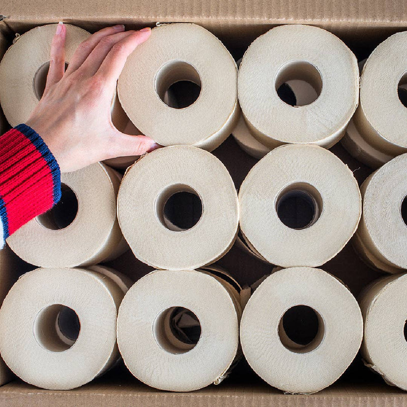 Bazoo Unbleached Bamboo Toilet Paper | 24 Rolls or 48 Rolls | 100% Bamboo, Plastic-Free