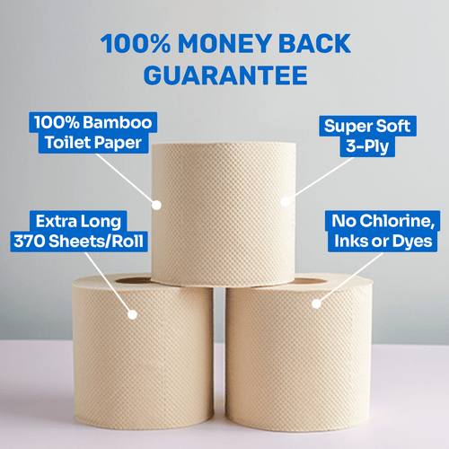 Bazoo Bamboo Toilet Roll Single Roll – 370 Sheets Unbleached Eco Toilet Paper