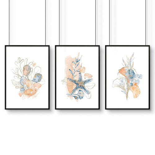 Beach theme decor wall art | Set of 3 wall art prints