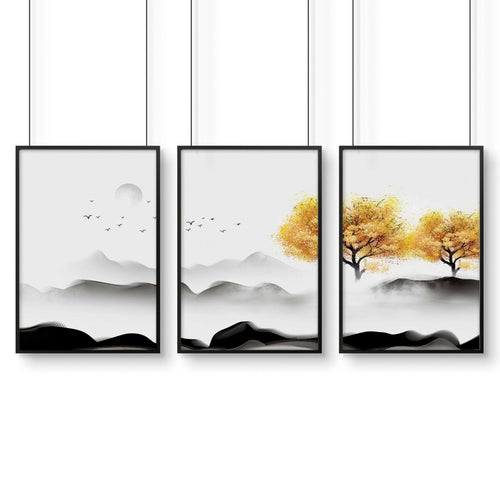 Japanese interior decor | set of 3 wall art prints for bedroom