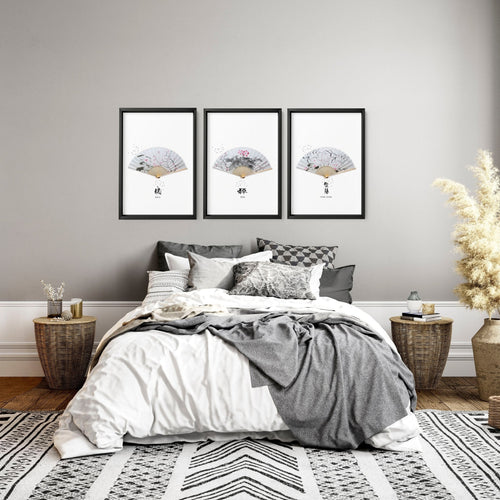 Accent Wall Ideas for Bedroom – Set of 3 Framed Prints