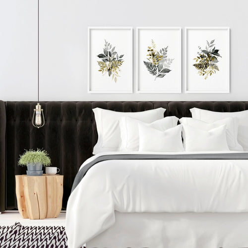 Artwork for Bedroom Walls | Grey Set of 3 Prints