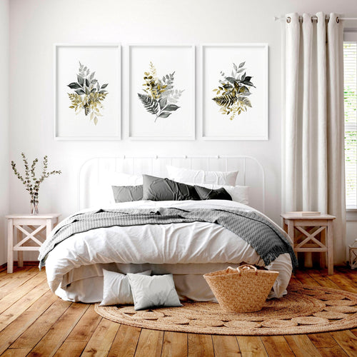 Artwork for Bedroom Walls | Grey Set of 3 Prints