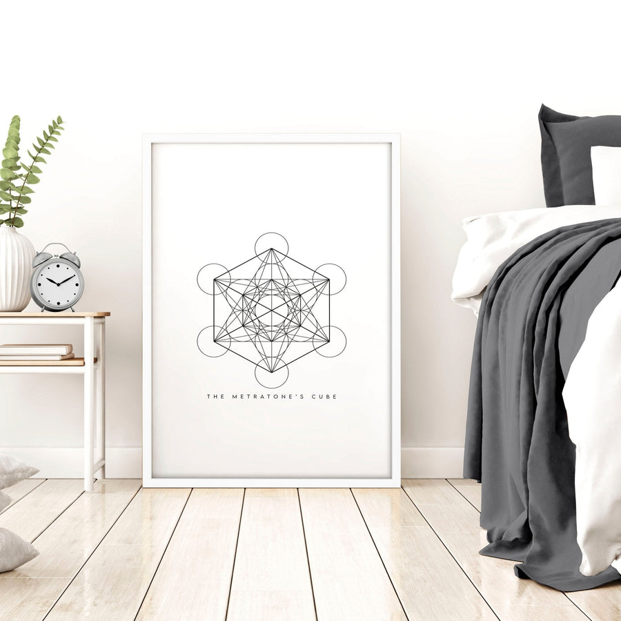 Bedrooms Black And White | Set of 3 Sacred Geometry Wall art Prints