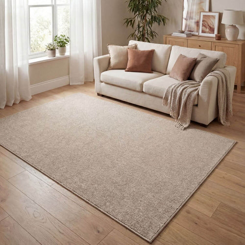 Flex Beige Low Pile Solid Rug