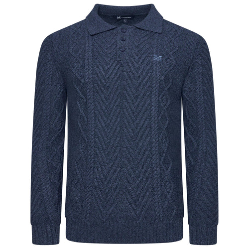 Crew Clothing Company Cable Knit Button Neck Jumper