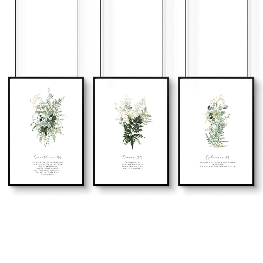 Bible verse wall art for living room | set of 3 wall art prints
