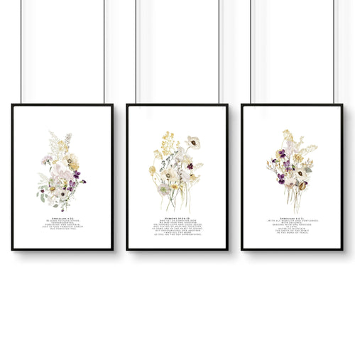 Wall art with bible verses | set of 3 framed wall art prints