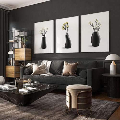 Big Paintings For Living Room | Set of 3 Botanical Wall art Prints