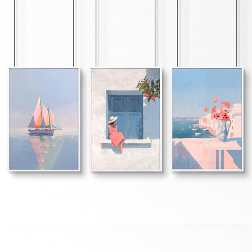 Big Poster For Home Office | Set of 3 Italian Lifestyle Wall art Prints