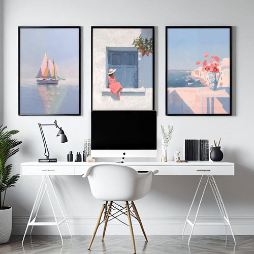 Big Poster For Home Office | Set of 3 Italian Lifestyle Wall art Prints