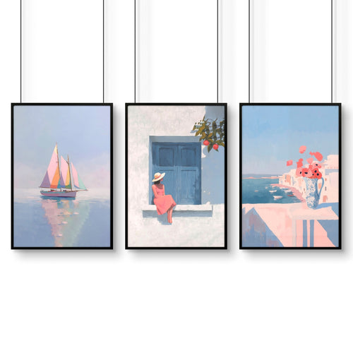 Big Poster For Home Office | Set of 3 Italian Lifestyle Wall art Prints