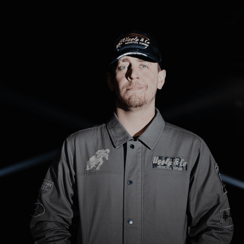 Black Flat Track Trucker Hat