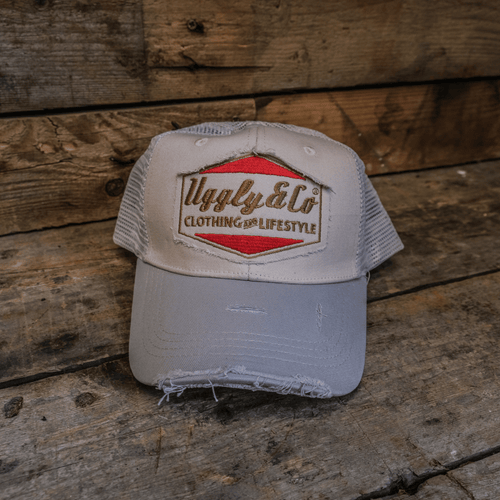 Silver & Grey Diamond Trucker Hat