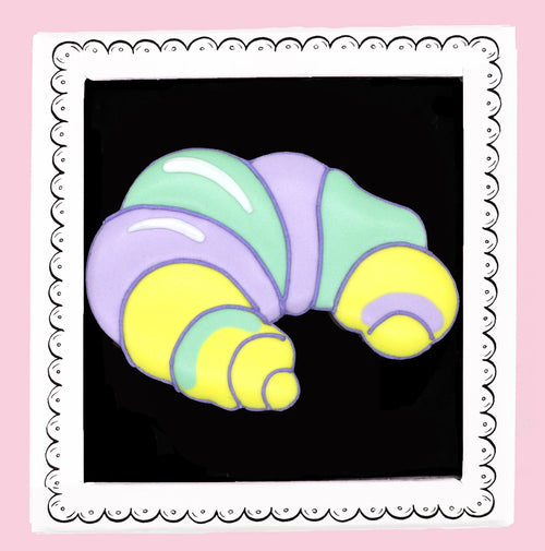 Biscuiteers x Olivia Rubin Rainbow Croissant Letterbox Biscuit