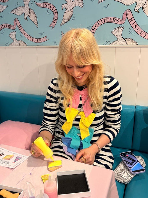 Biscuiteers x Olivia Rubin Rainbow Croissant Letterbox Biscuit