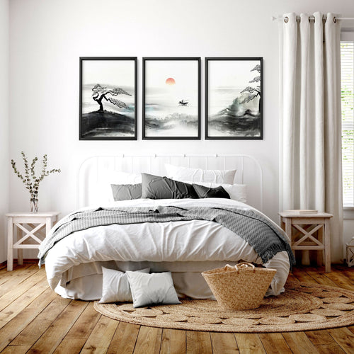 Black and White Japanese Art – Set of 3 Prints