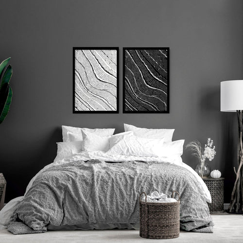Black & White Wall Decor for Bedroom | Line Art Set of 2