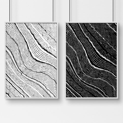 Black & White Wall Decor for Bedroom | Line Art Set of 2