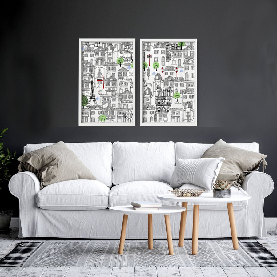 Wall art Paris | Set of 2 travel posters
