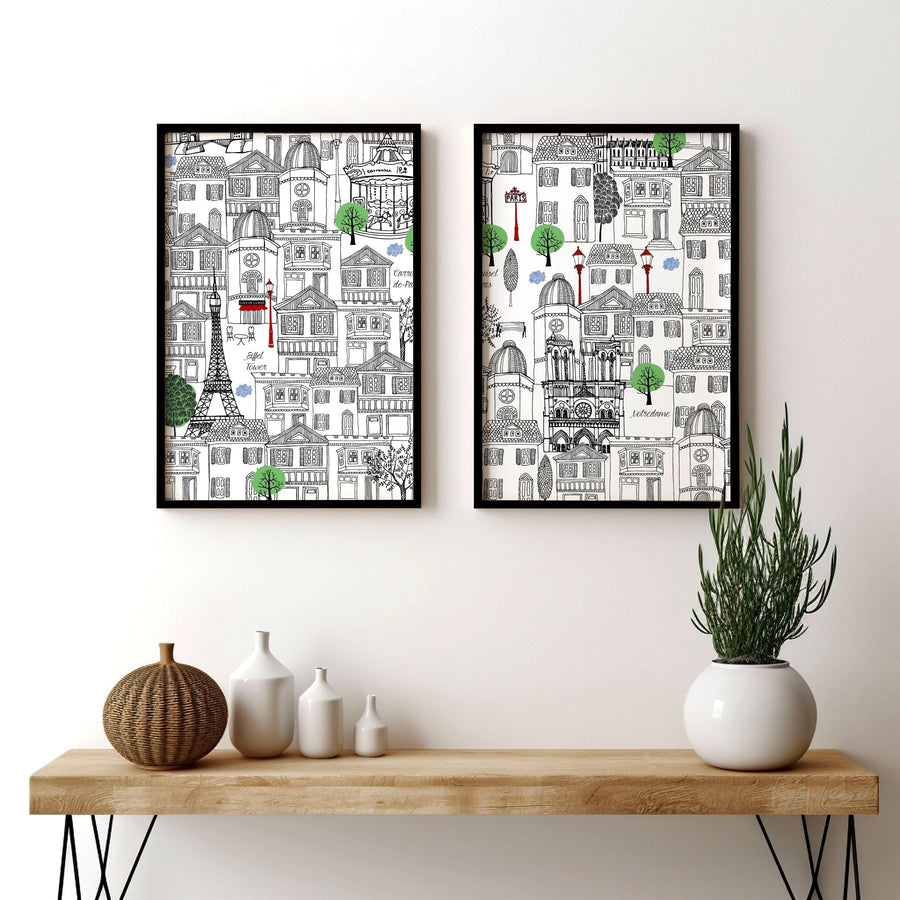 Wall art Paris | Set of 2 travel posters