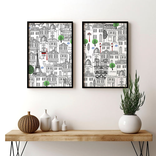 Wall art Paris | Set of 2 travel posters