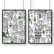 Wall art Paris | Set of 2 travel posters