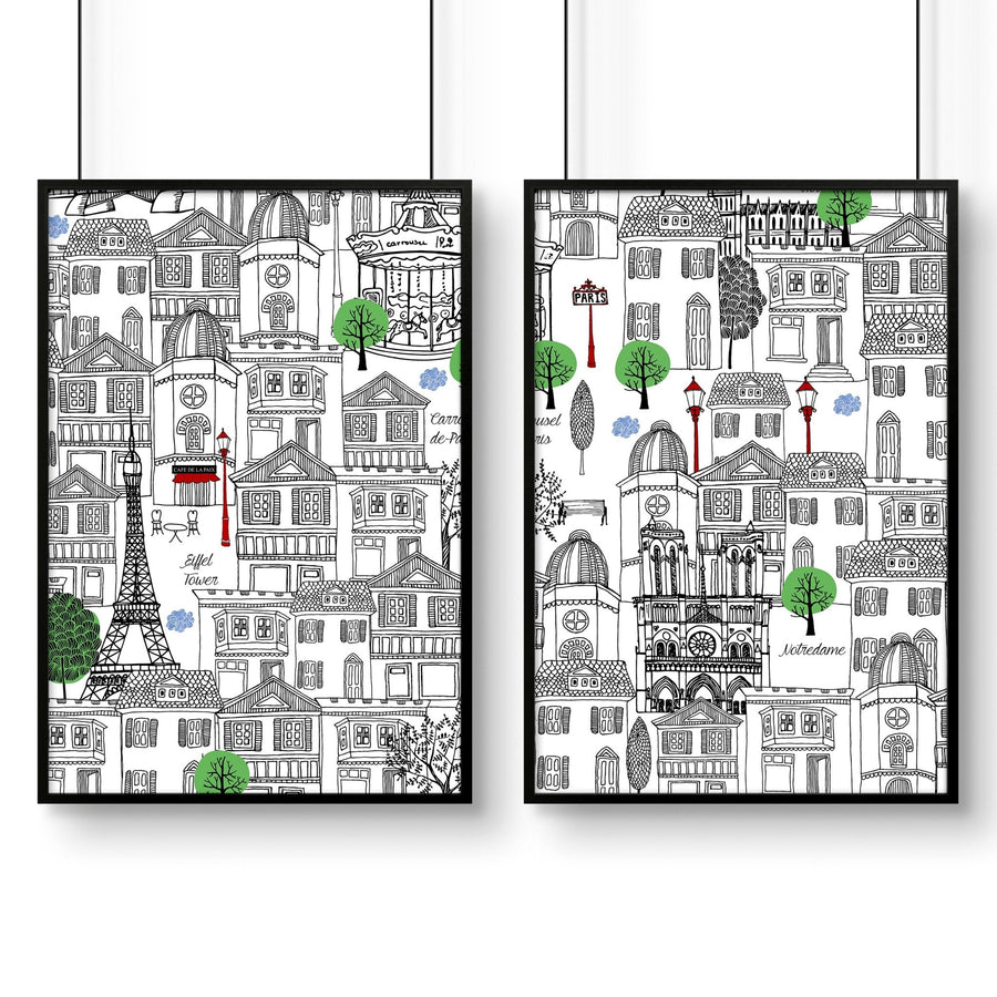 Wall art Paris | Set of 2 travel posters