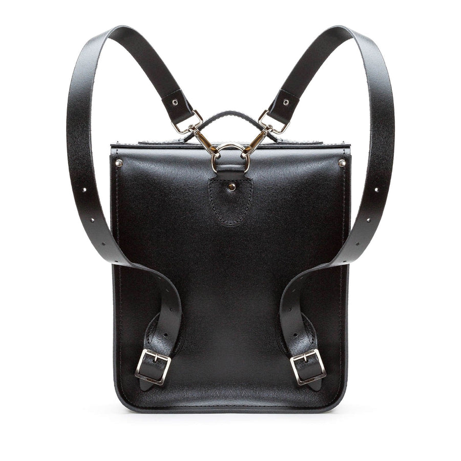 Handmade Leather City Backpack - Gothic Striped Grey & Black