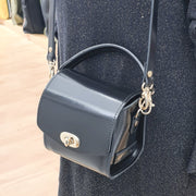 Bauble Handmade High Shine Leather Handbag - Black