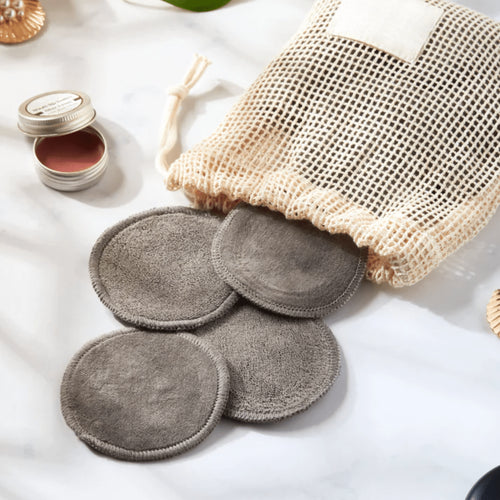 Black Organic Reusable Cotton Makeup Remover Pads - Eco Cotton Washable Pads, Pack of 16