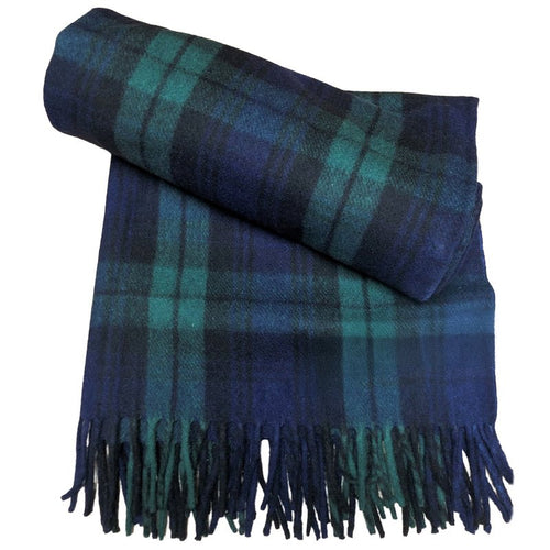 Black Watch Recycled Wool Blanket in Soft Tartan Check