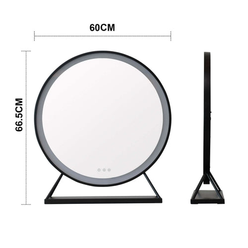 Grace Round Hollywood Mirror Black 60x67cm