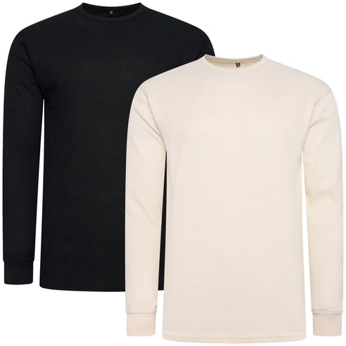 One Brand Crew Neck Waffle Knit T-Shirt