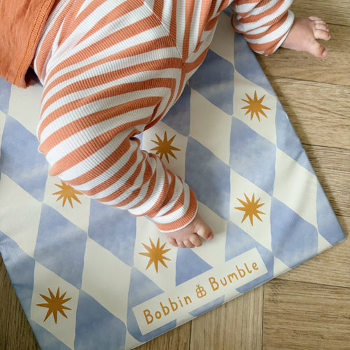 Travel Changing Mat - Blue Harlequin