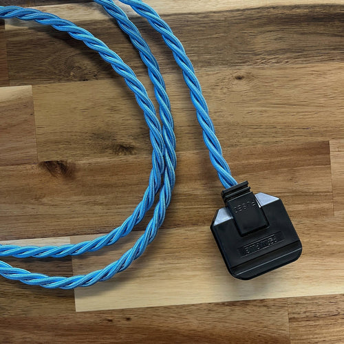 Purple / Blue Braided Fabric Decorative Extension Lead - Black Trailing Socket