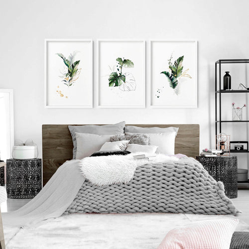 Wall Art for Bedroom | Tropical Botanical Set of 3