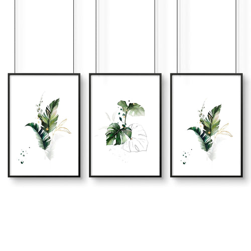 Wall Art for Bedroom | Tropical Botanical Set of 3