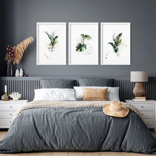 Wall Art for Bedroom | Tropical Botanical Set of 3