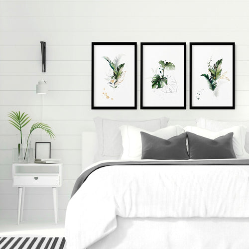 Wall Art for Bedroom | Tropical Botanical Set of 3