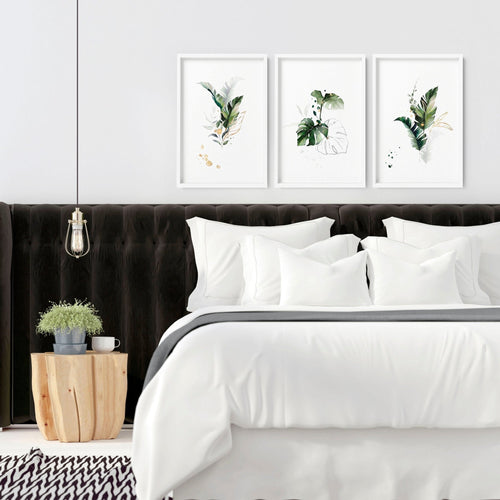 Wall Art for Bedroom | Tropical Botanical Set of 3