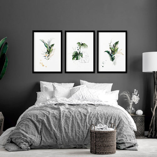 Wall Art for Bedroom | Tropical Botanical Set of 3