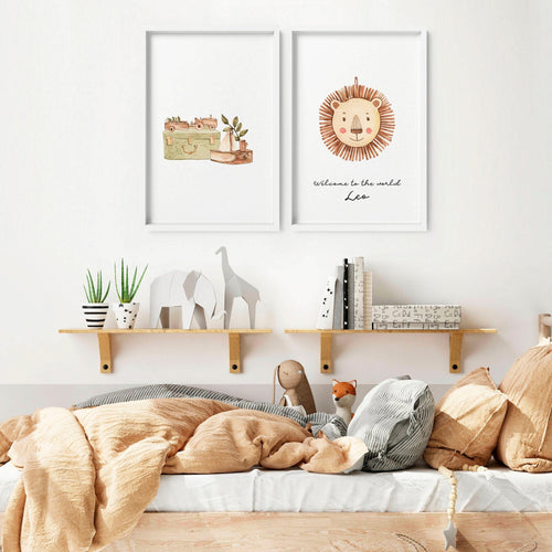 Wall art for Safari nurseries | set of 2 Boho wall art prints