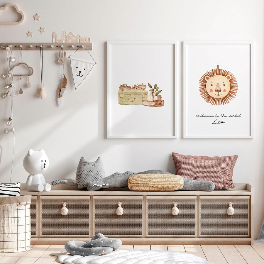 Wall art for Safari nurseries | set of 2 Boho wall art prints